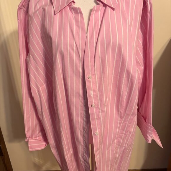 NWT CROFT & BARROW Pink/White Blouse with Buttons (Cotton/Spandex) - 3x - Picture 11 of 15